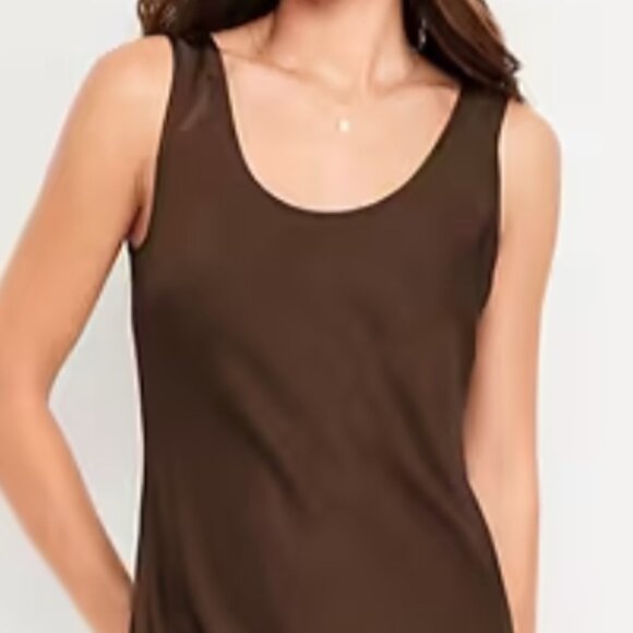 Brown Sleeveless Satin Midi Dress - Picture 1 of 2